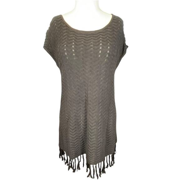 Neiman Marcus Black SwimSuit Cover-Up  Knitted Fringe Bottom Size Large Vacation - Picture 1 of 9